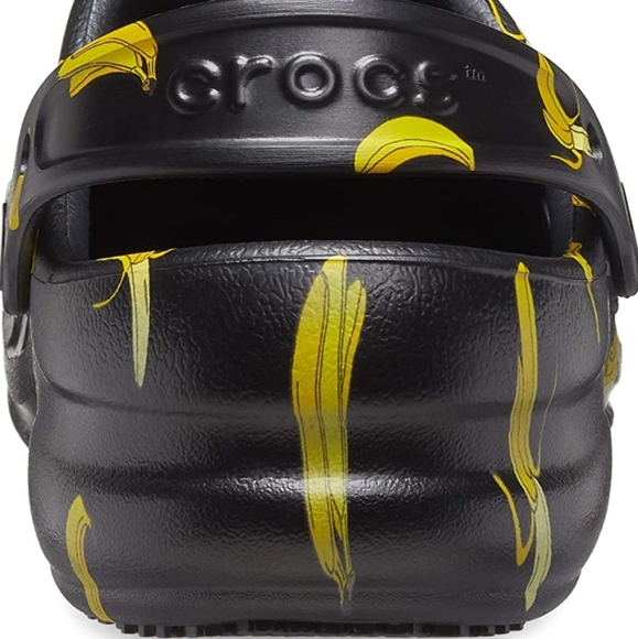 Crocs Unisex Adult Black Banana Printed Clogs - Picture 6 of 8
